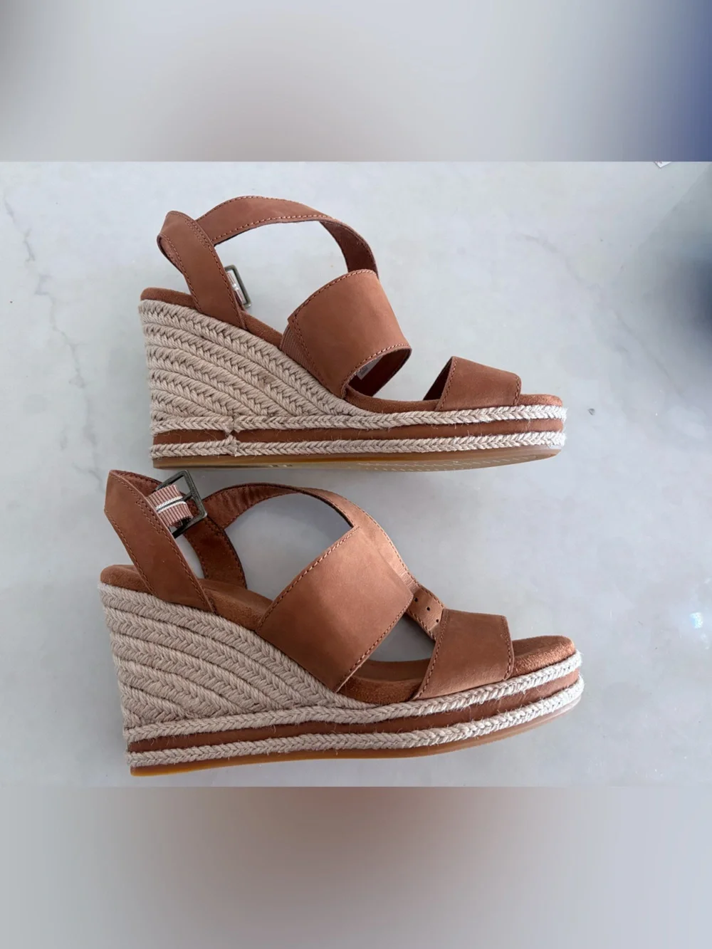 Toms Brown Espadrille Wedge Sandals - Women